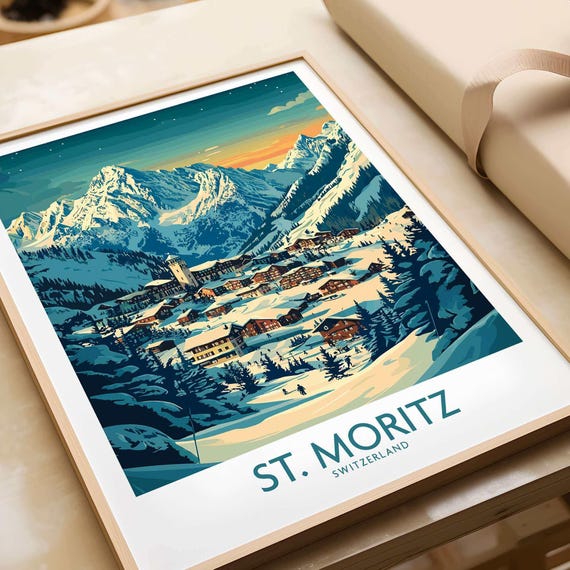 Winter Sports, St Moritz Ski Lodge Art Print