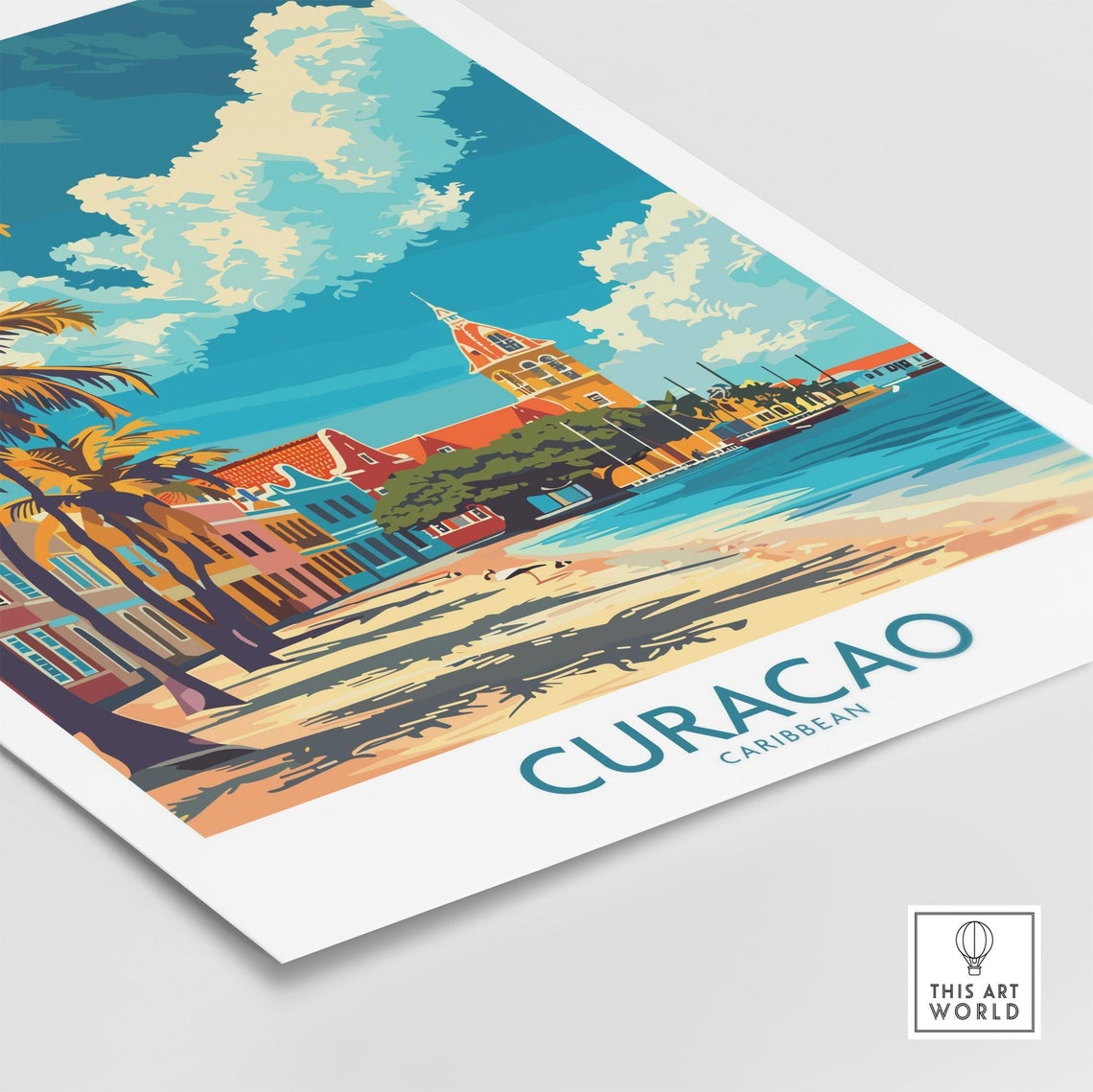 Curacao Travel Print Wall Art Curacao Gift Wall Hanging Poster Curacao Painting Curacao Illustration - Image 4