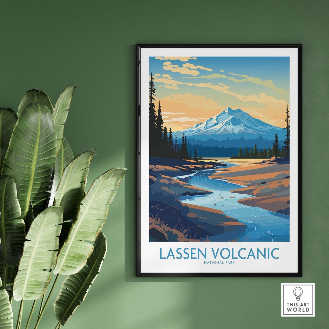 Lassen Volcanic National Park Snowy Volcano Peak River Poster - Image 2