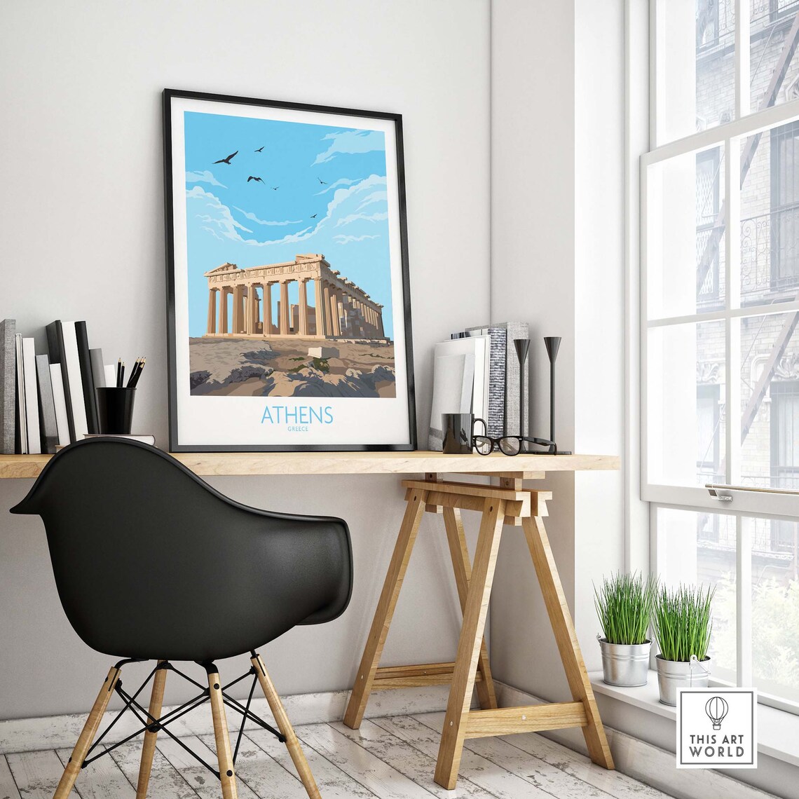 Athens Greece Parthenon Ancient Temple Blue Sky Travel Poster - Image 4