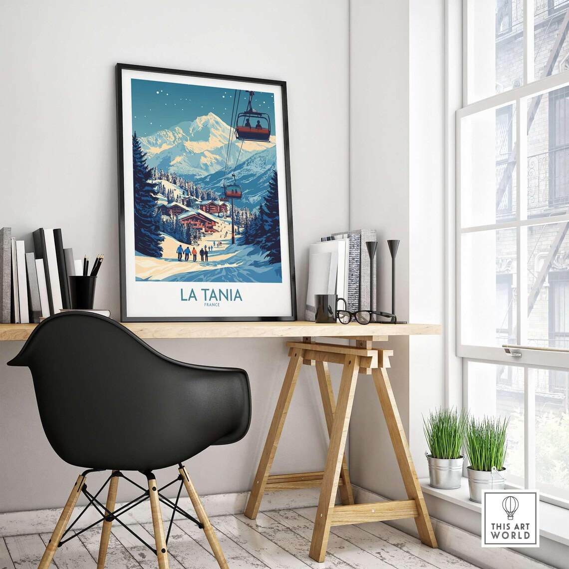 La Tania Ski Art Print, Ski Lodge Decor - Image 4