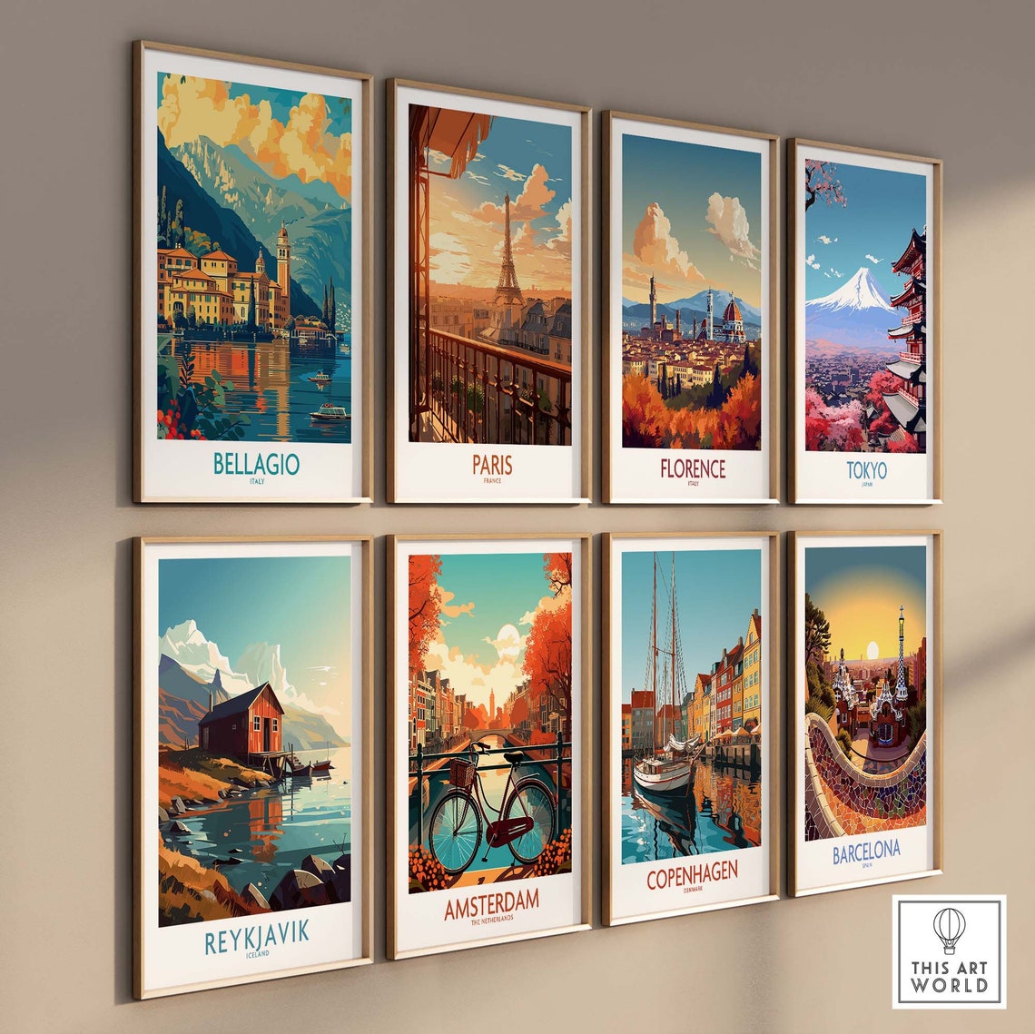 Bellagio Italy Lake Como Waterfront Sunset Reflections Poster - Image 3