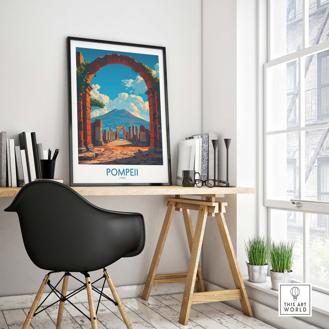 Pompeii Ancient Roman Ruins Under Vesuvius Archway View Poster - Image 4