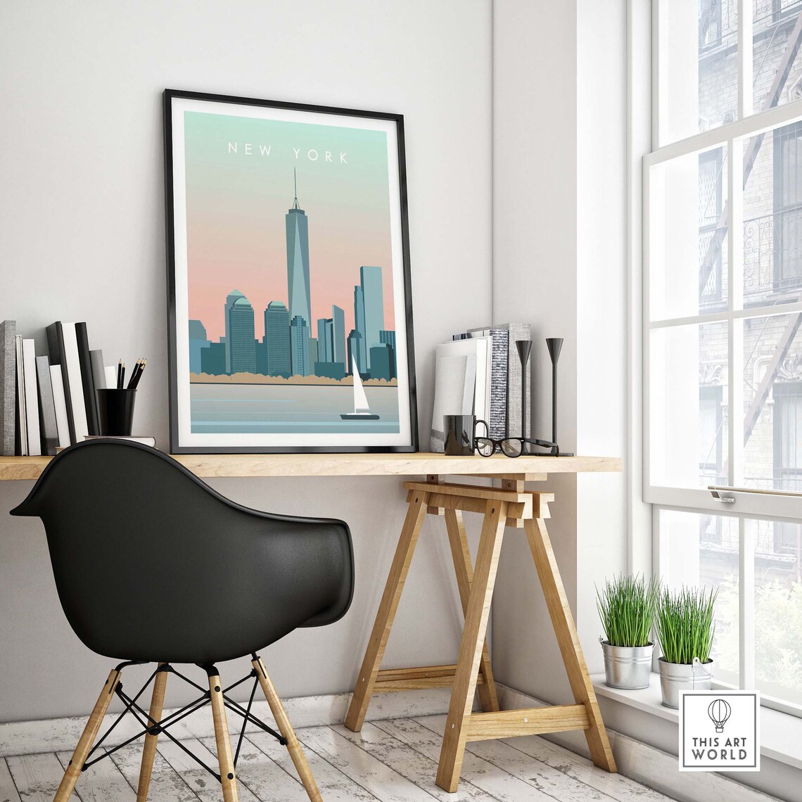 New York Manhattan Travel Poster, NYC Skyline Art - Image 4