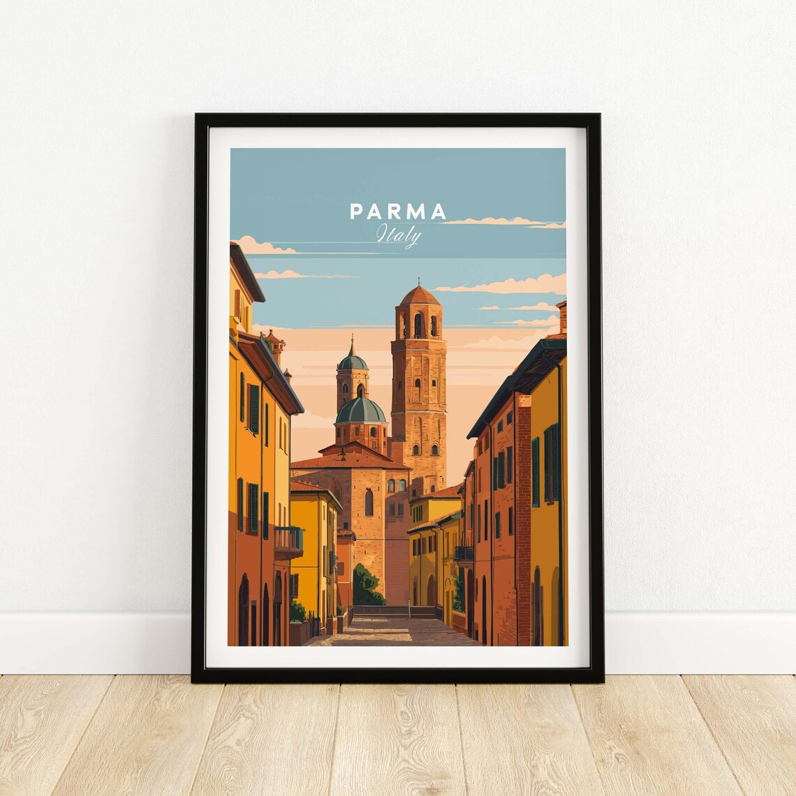 Parma Italy Cathedral Bell Tower Street Historic City Center Poster