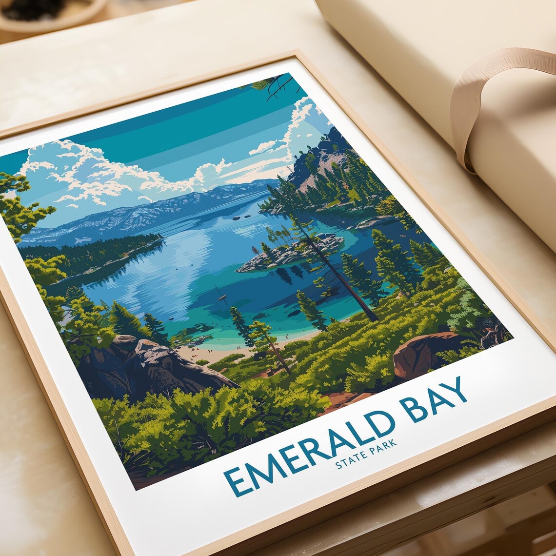 Emerald Bay Travel Print, California State Park Art