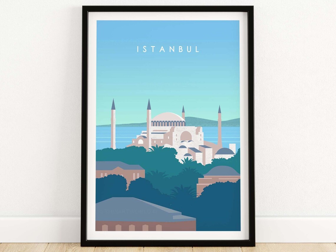 Istanbul Travel Poster, Hagia Sophia Wall Art