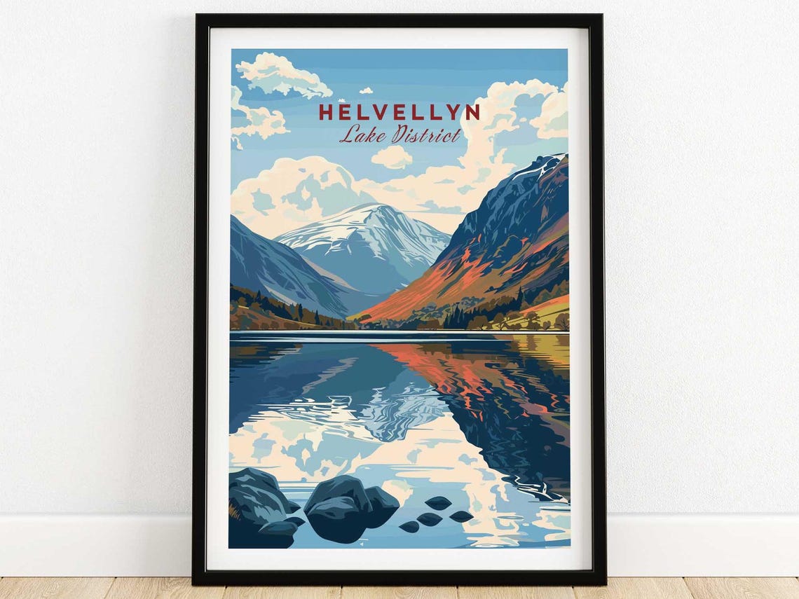 Helvellyn Wall Art Print Travel Poster Home Decor Artwork Gift Illustration Lover