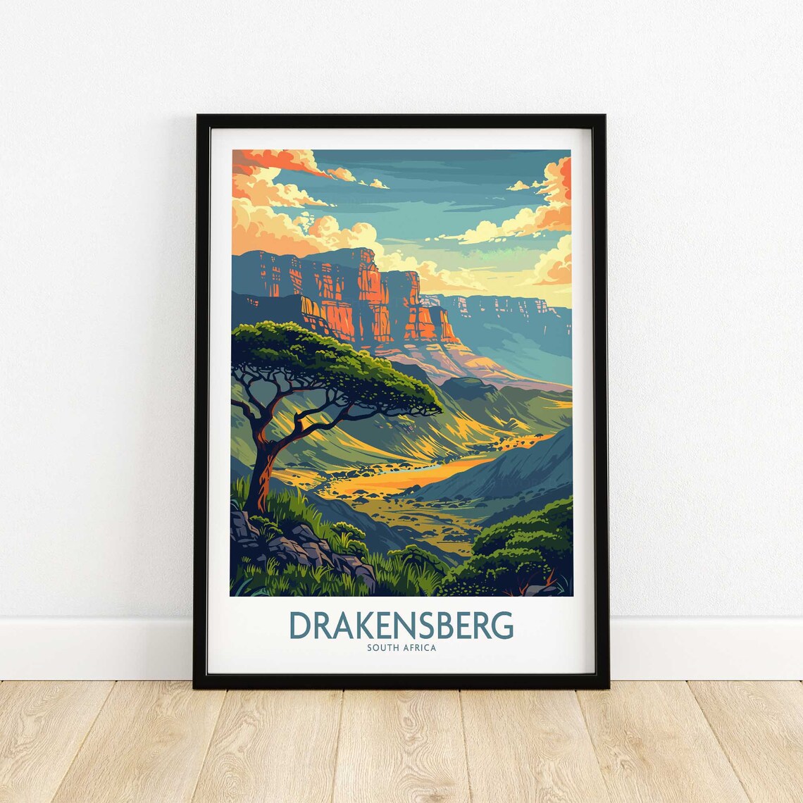 Drakensberg South Africa Mountain Escarpment Vintage Travel Poster - Image 4