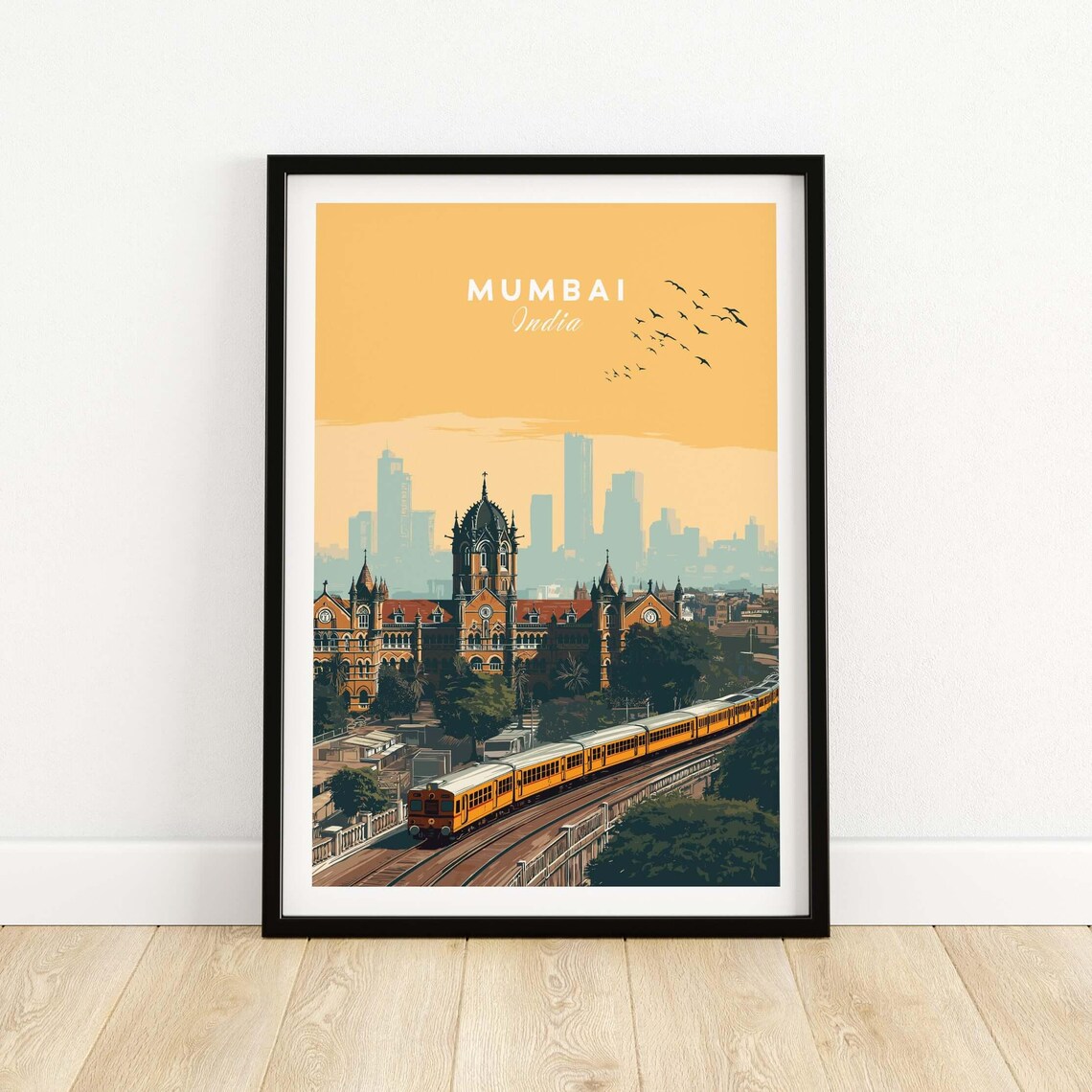Mumbai India Skyline Art Print, Cityscape Wall Art