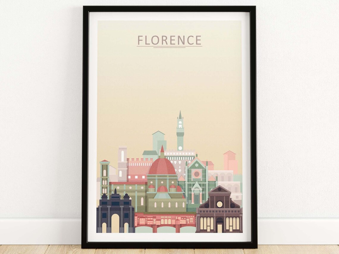 Florence Skyline Print, Italy Travel Poster