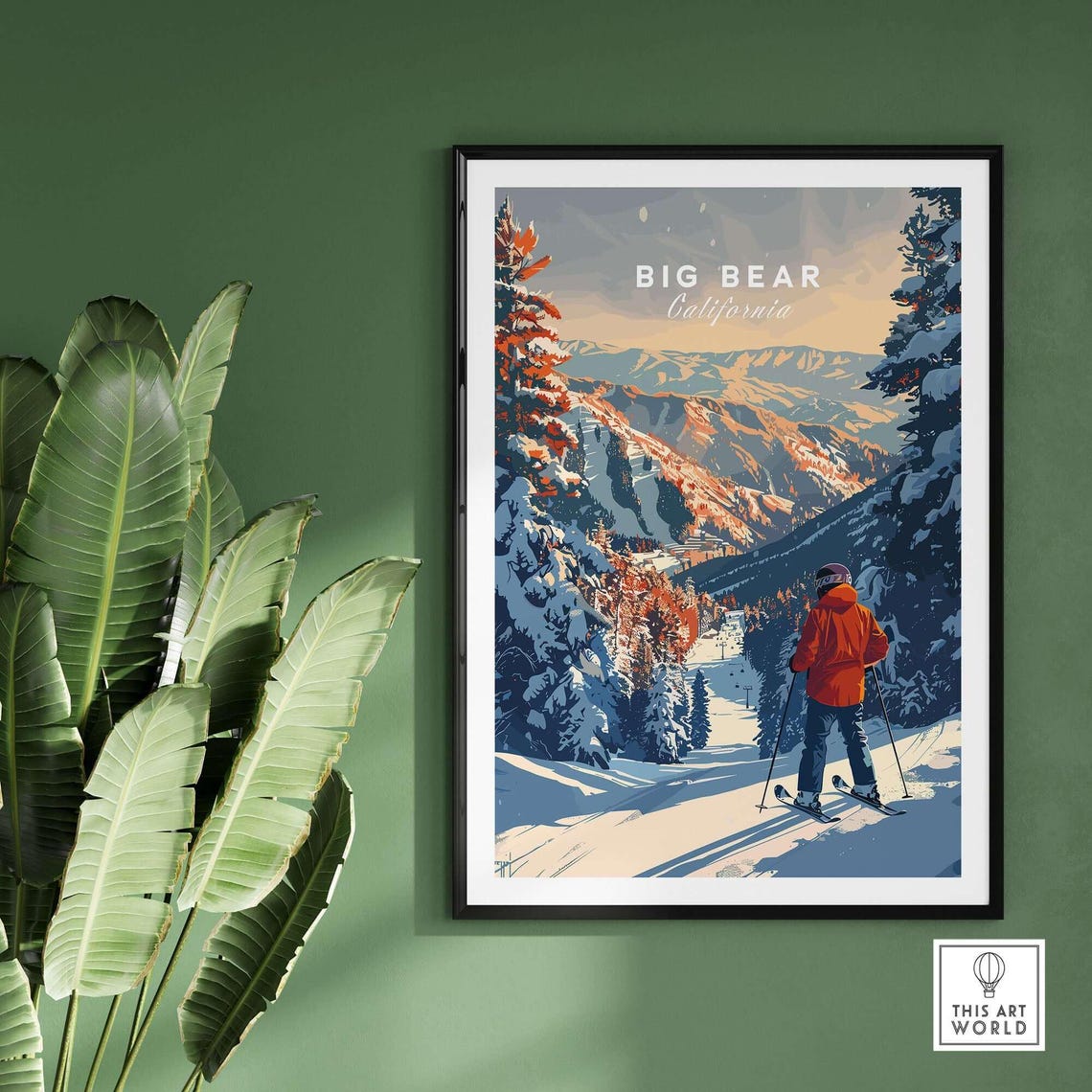 Big Bear Ski Lodge Art Print, Winter Sports Art - Image 2