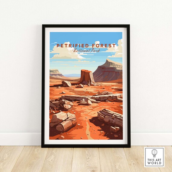 Petrified Forest National Park Desert Log Landscape Travel Poster