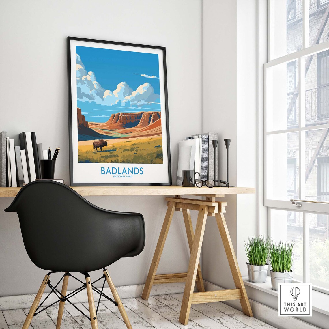 Badlands National Park Bison Golden Prairie Canyon Scenic Poster - Image 4