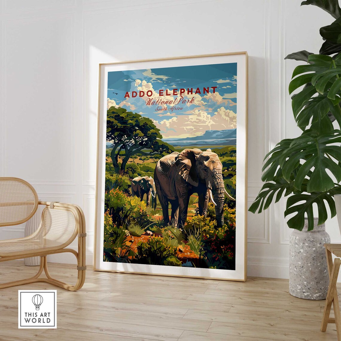 Addo Elephant National Park South Africa Safari Vintage Travel Poster - Image 3