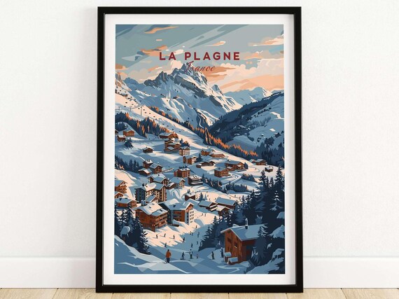 La Plagne France Ski Village Poster With Chalet Valley Panorama
