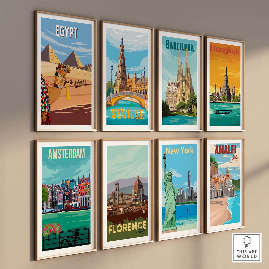 Egypt Pyramids of Giza Travel Poster, World Art - Image 3