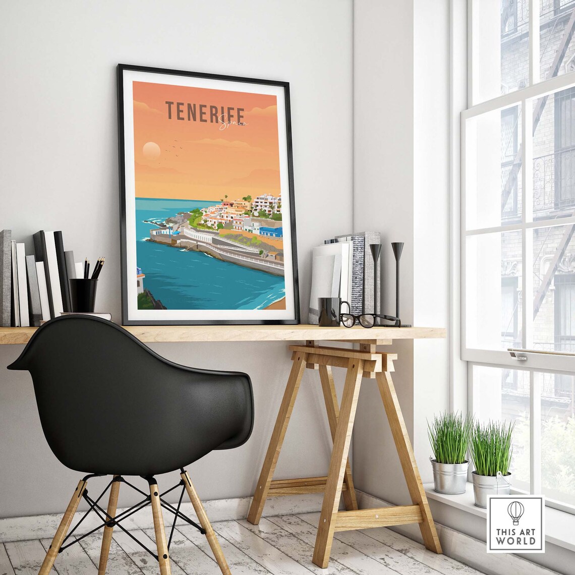 Tenerife Spain Coastal Town Golden Hour Sunset Scenic Poster - Image 4