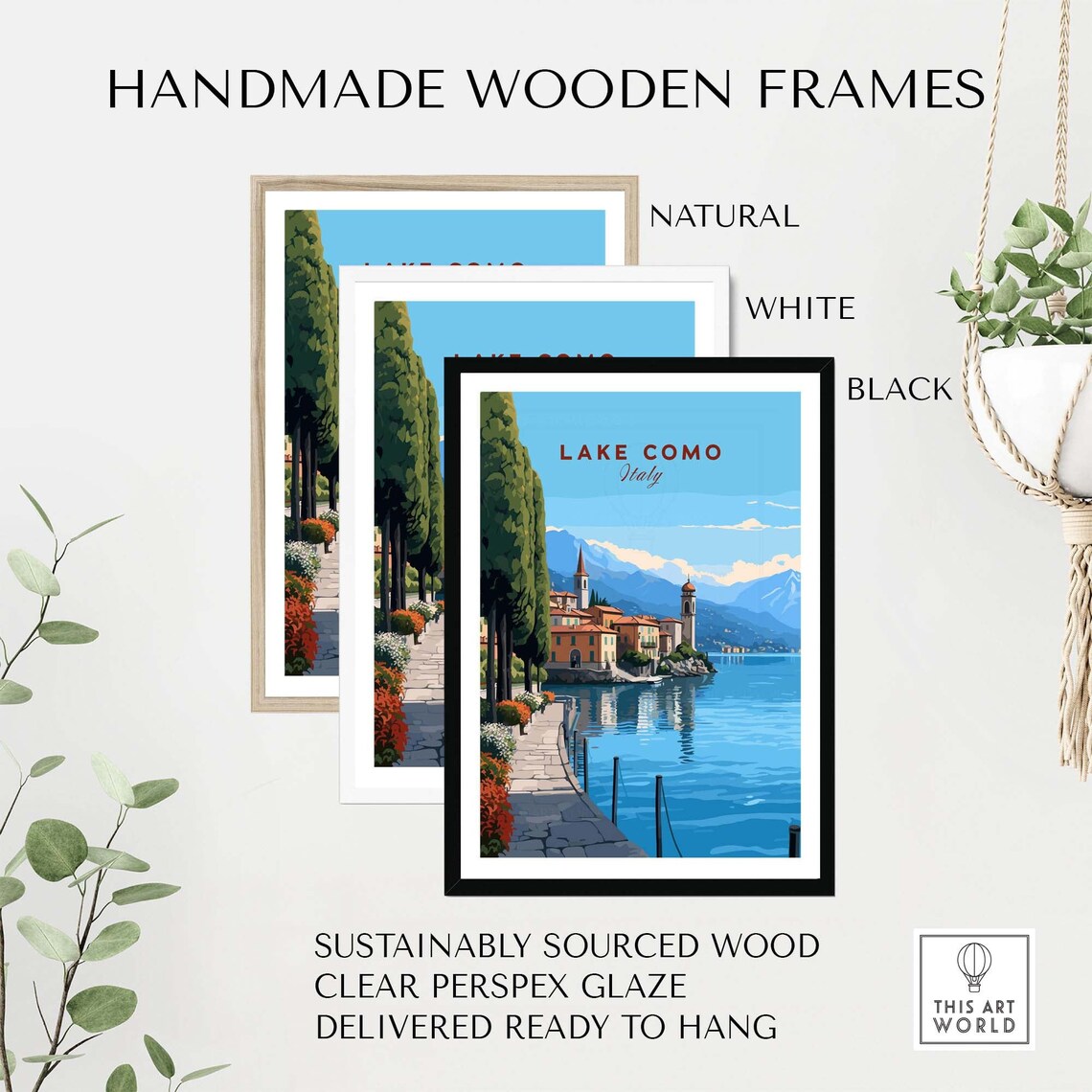 Lake Como Travel Poster, Lake and Town Art Print - Image 4