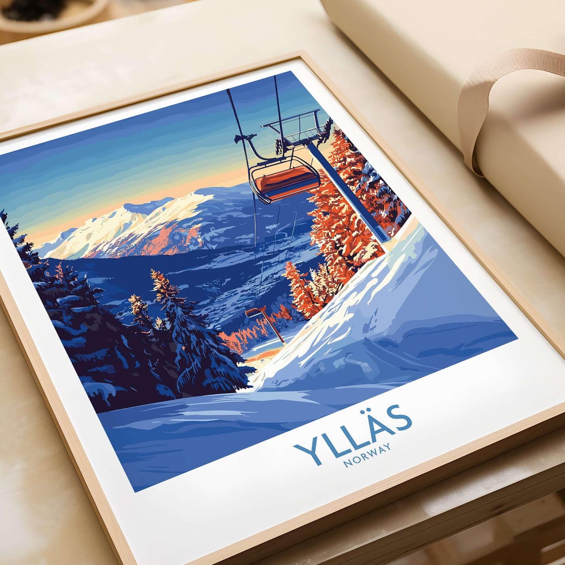Ylls Norway Ski Resort Artwork, Ski Lodge Art Print