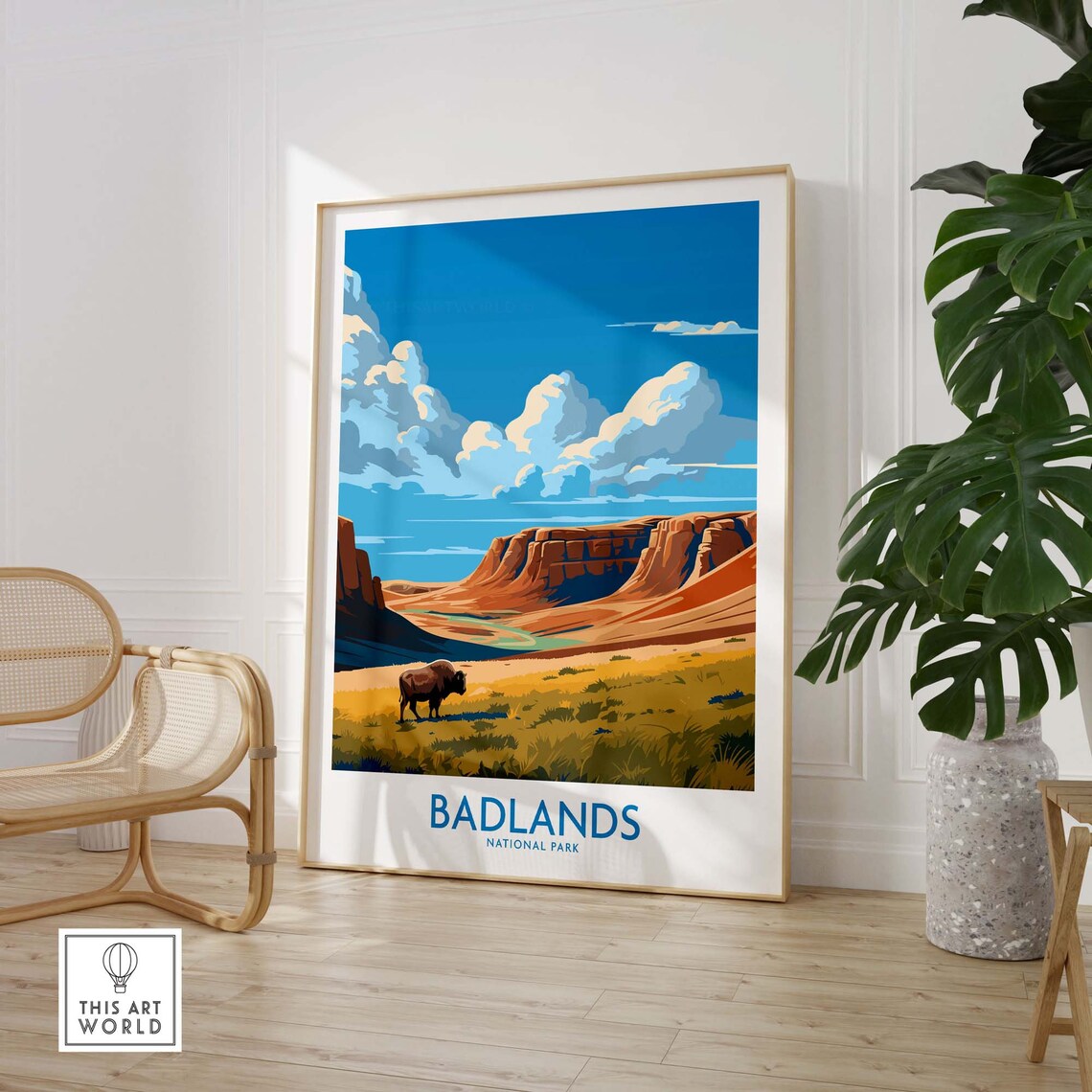 Badlands National Park Bison Golden Prairie Canyon Scenic Poster - Image 3