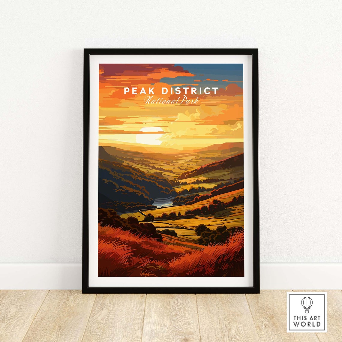 Peak District National Park England Sunset Hills Artwork Poster