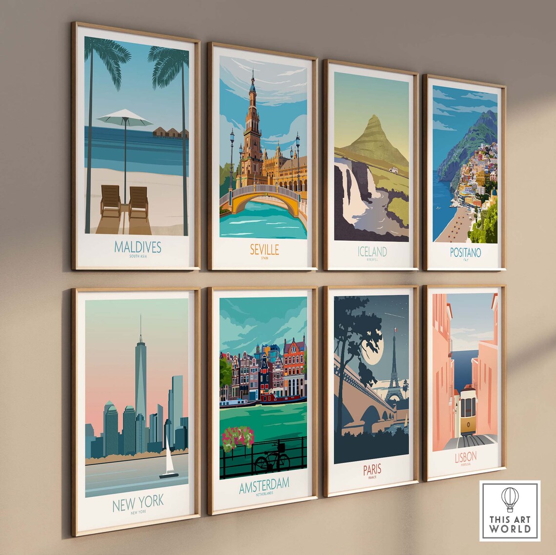 Maldives Travel Poster, Honeymoon Anniversary Gift Idea - Image 3
