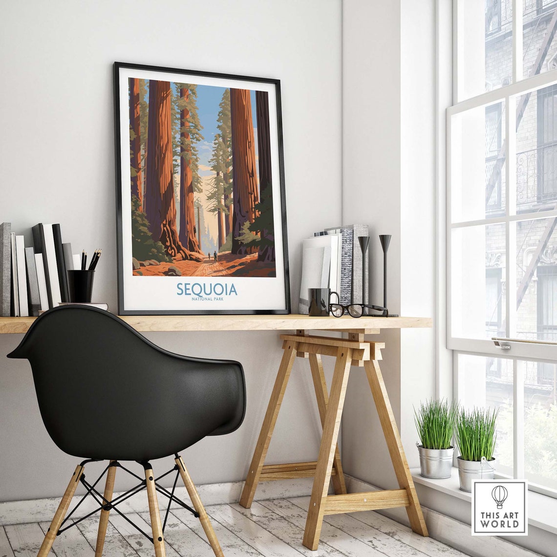 Sequoia National Park Giant Redwood Trees Forest Path Art Poster - Image 4