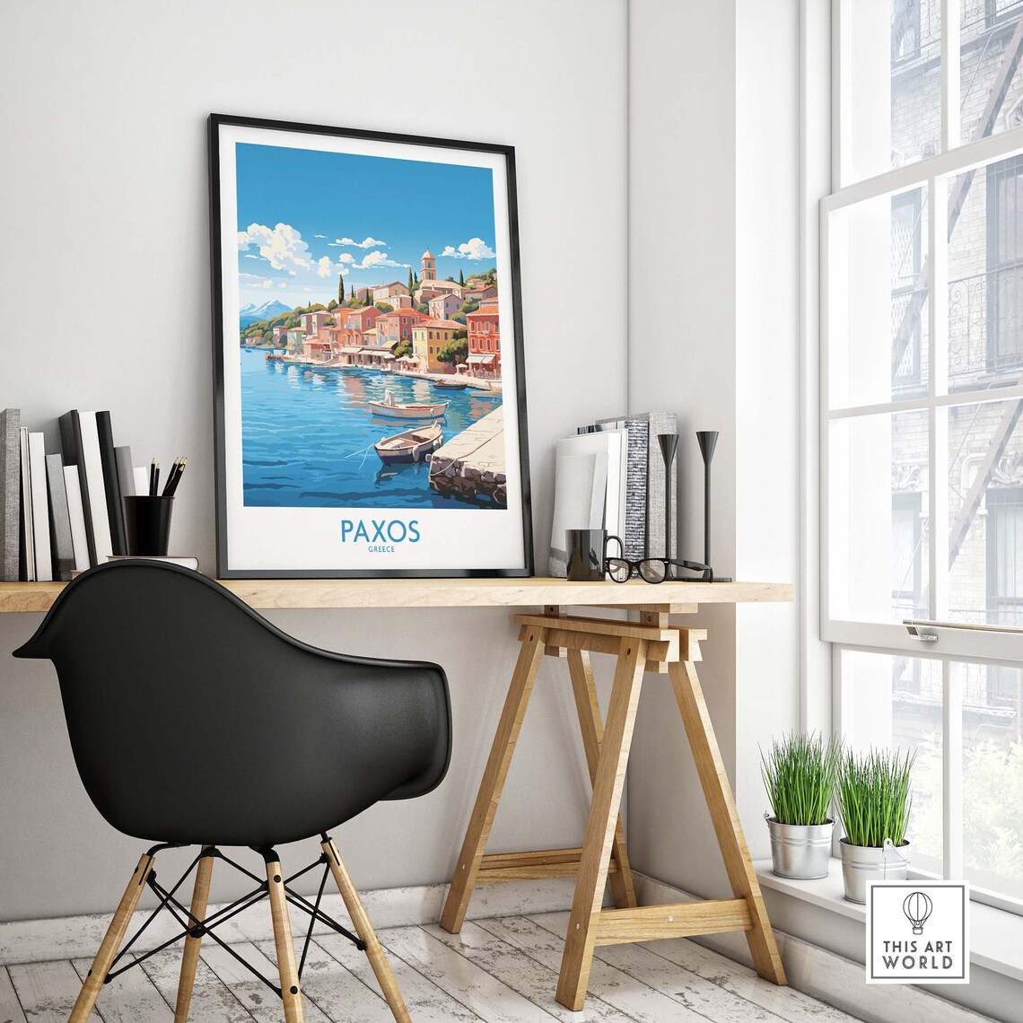 Paxos Greece Island Harbor Village Colorful Boats Travel Poster - Image 4