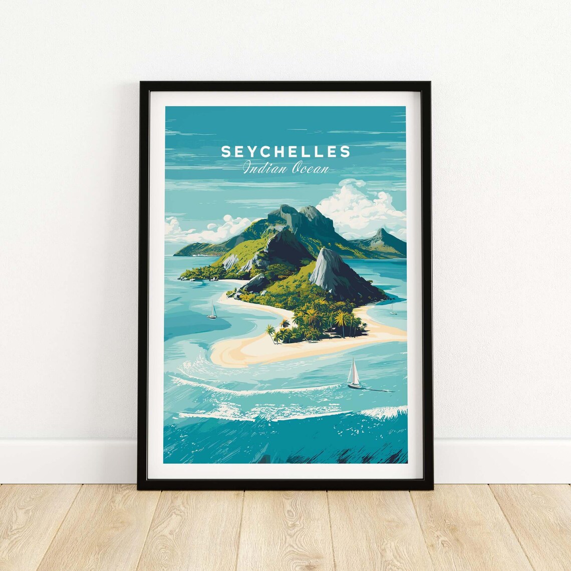 Seychelles Indian Ocean Tropical Island Beach Paradise Travel Poster