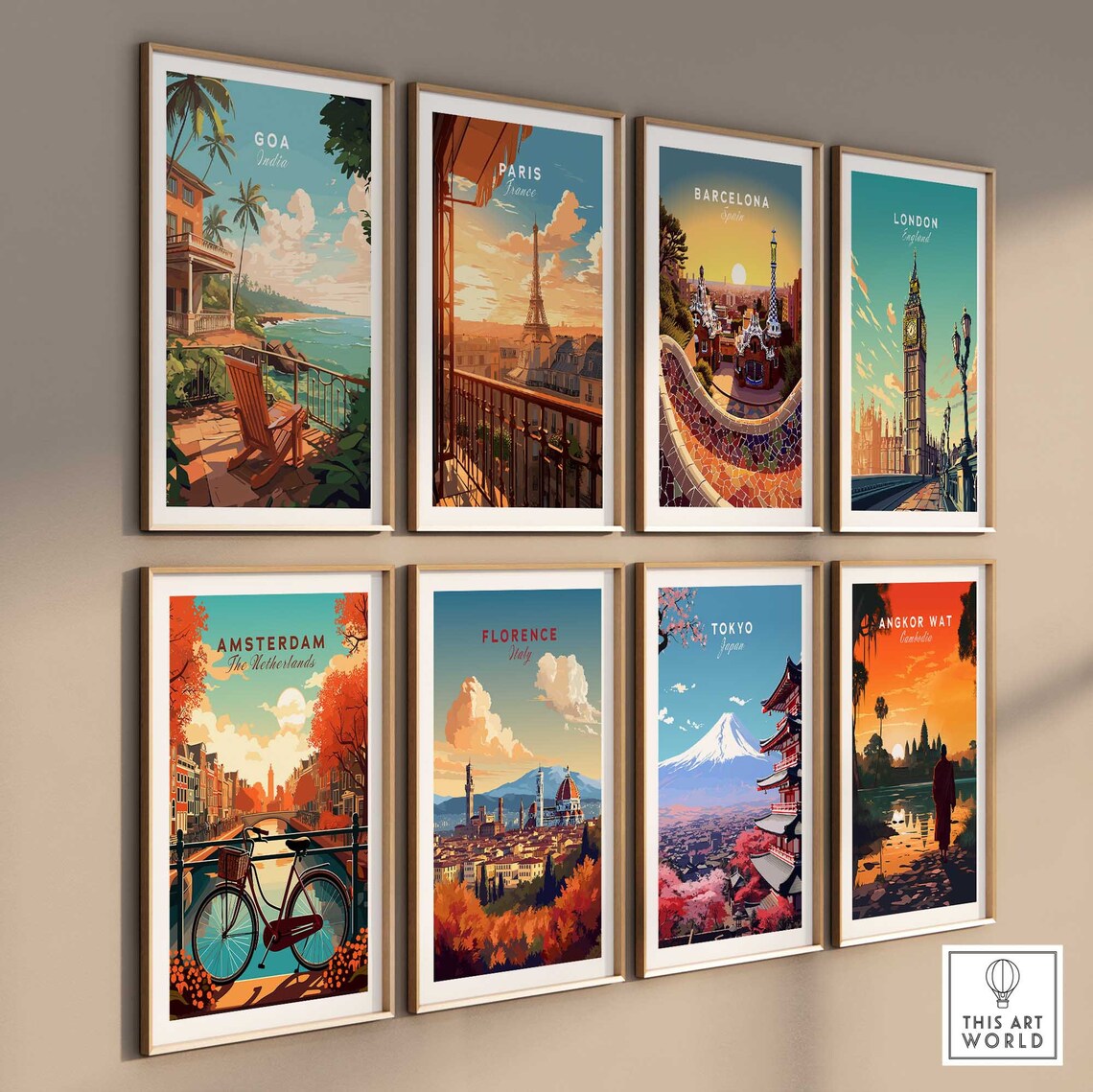 Goa India Colonial Terrace Ocean View Palm Grove Travel Poster - Image 3