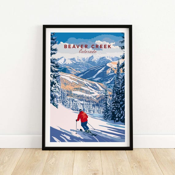 Beaver Creek Colorado Downhill Skier Poster Winter Sports Wall Art Ski Decor