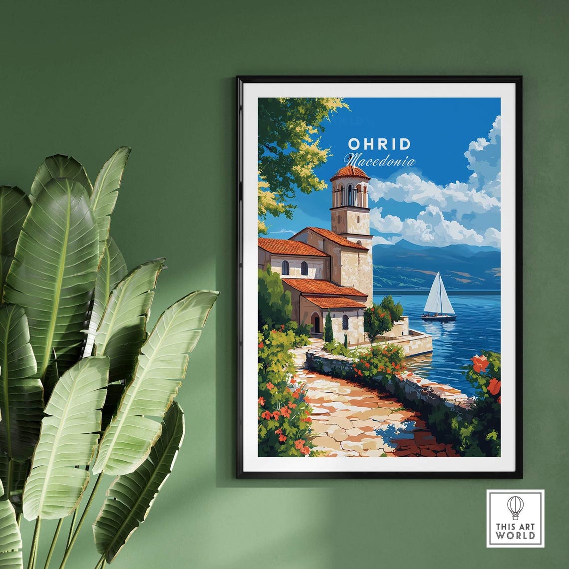 Ohrid Travel Poster, Lake Macedonia Gift Illustration - Image 2