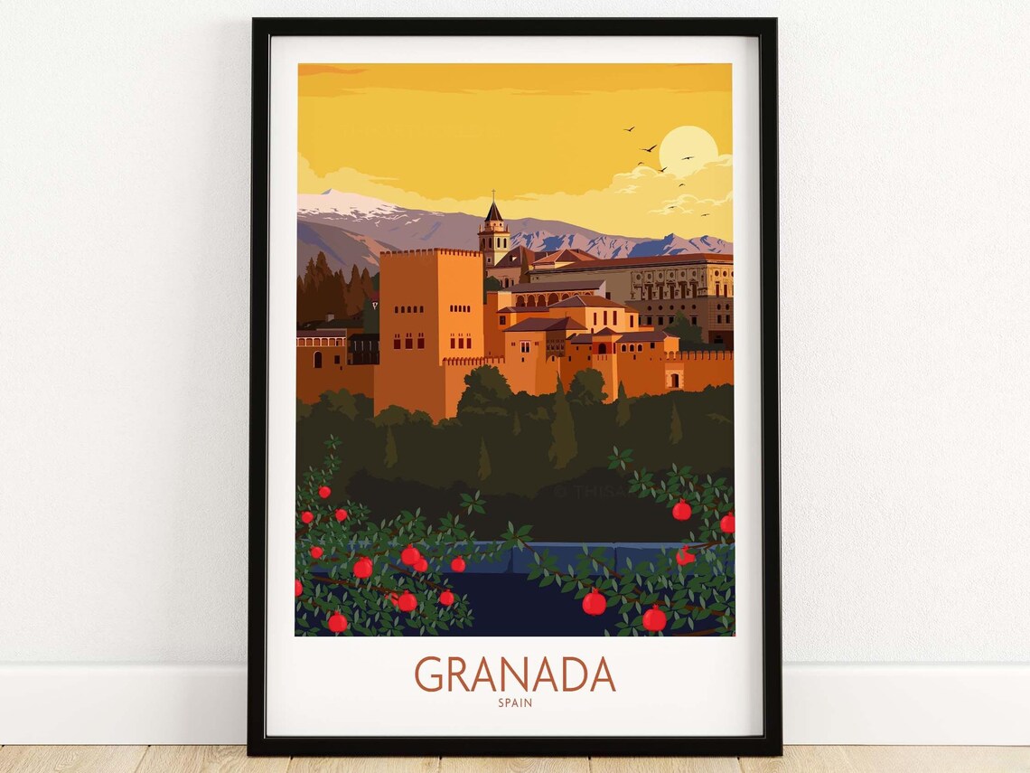 Granada Spain Travel Poster, Home Decor Art Print