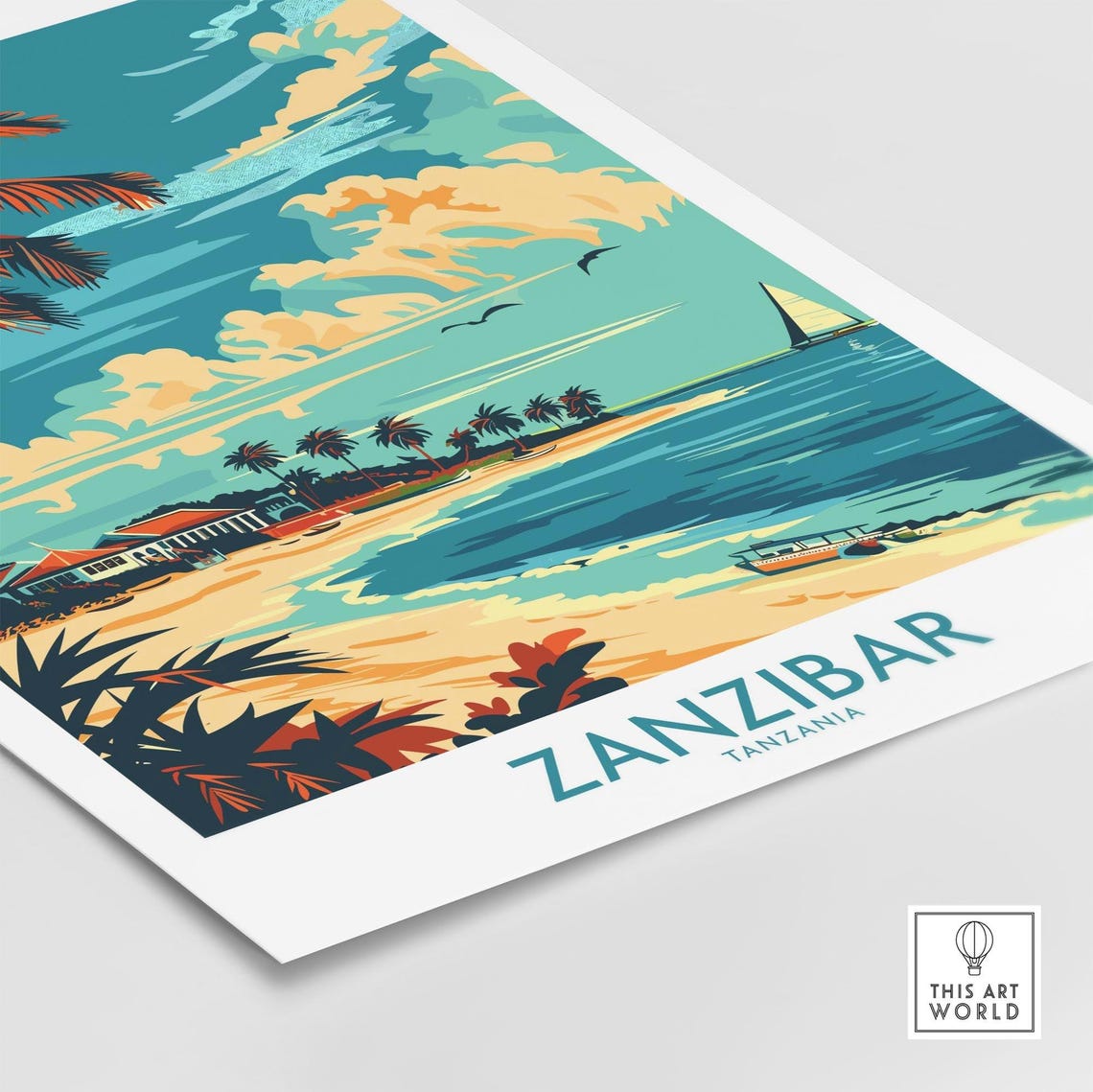 Zanzibar Travel Poster Tanzania Zanzibar Travel Print Wall Art Tanzania Wall Hanging Home Decor Zanzibar Art Lover Gift Zanzibar Birthday - Image 4