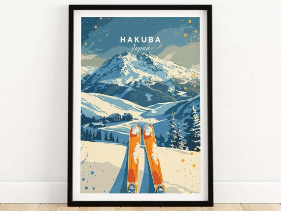 Hakuba Ski Resort Art Print Skiing Wall Art Japan Winter Sports Artwork Ski Lodge Decor Art Mountain Home Decor Poster Gift Skiing Japan