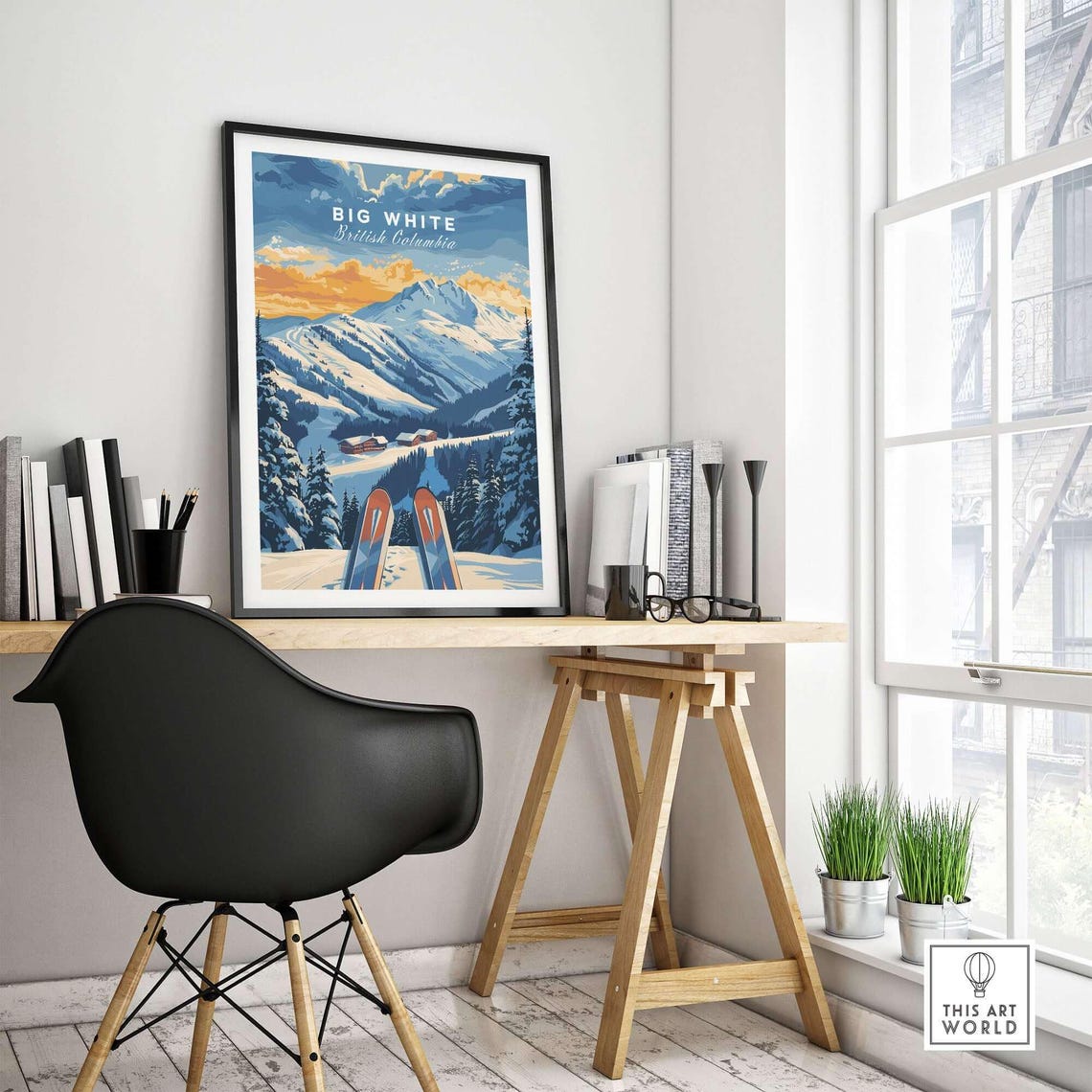 Big White Ski Lodge Art Print, Winter Sports - Image 4