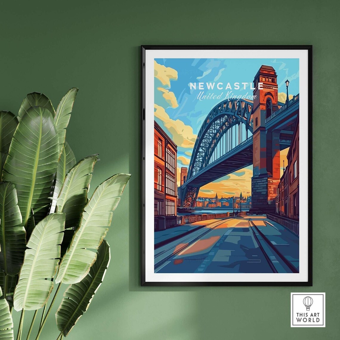 Newcastle United Kingdom Tyne Bridge Steel Arch Street View Poster - Image 2