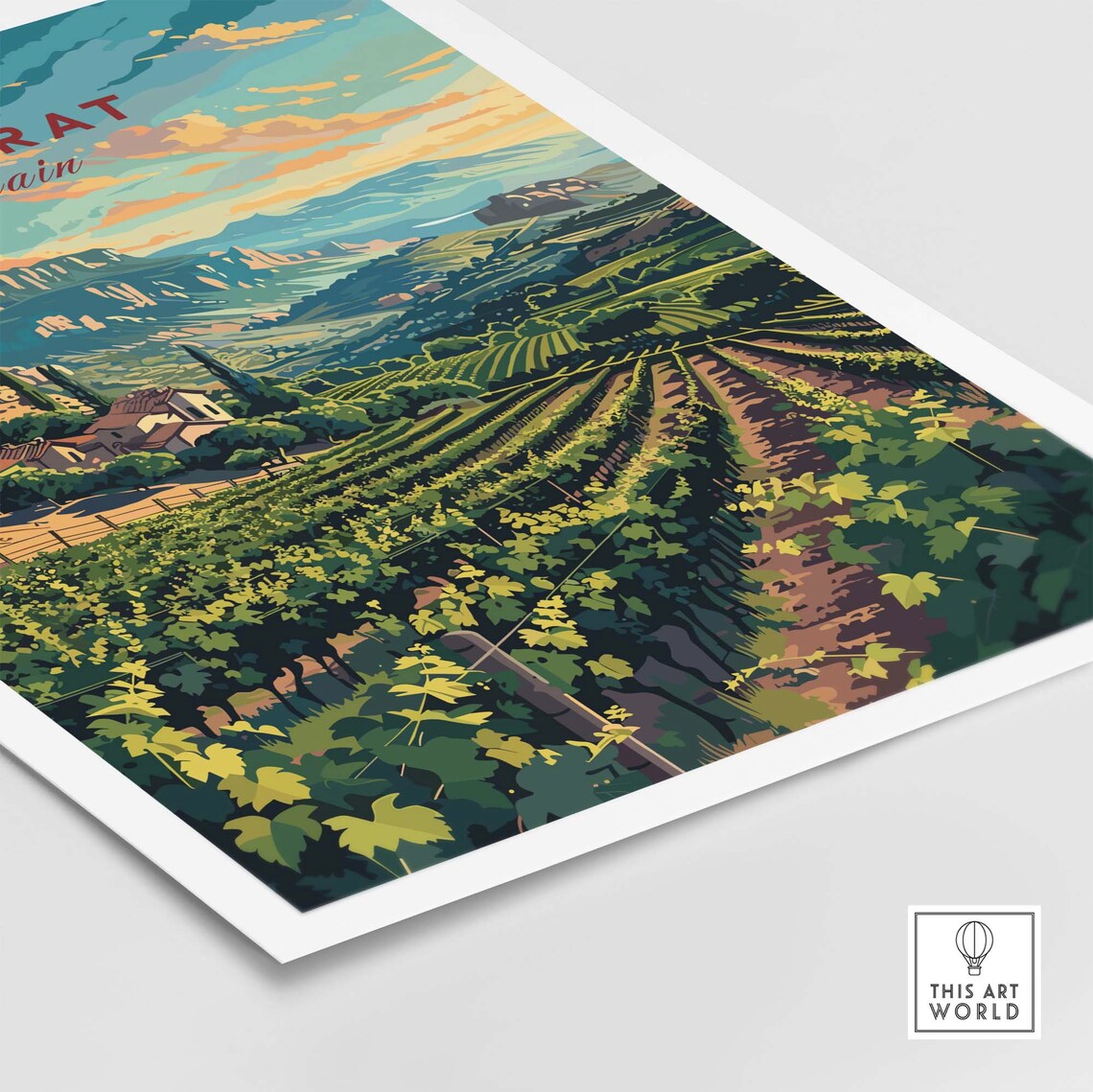 Priorat Spain Terraced Vineyard Mountain Landscape Scenic Poster - Image 4
