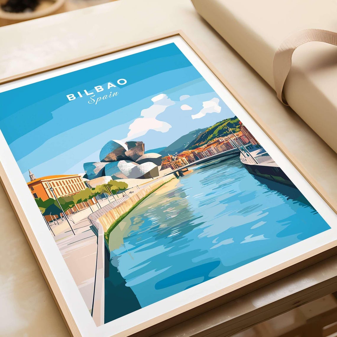 Bilbao Spain Guggenheim Museum Riverside Promenade Travel Poster - Image 4