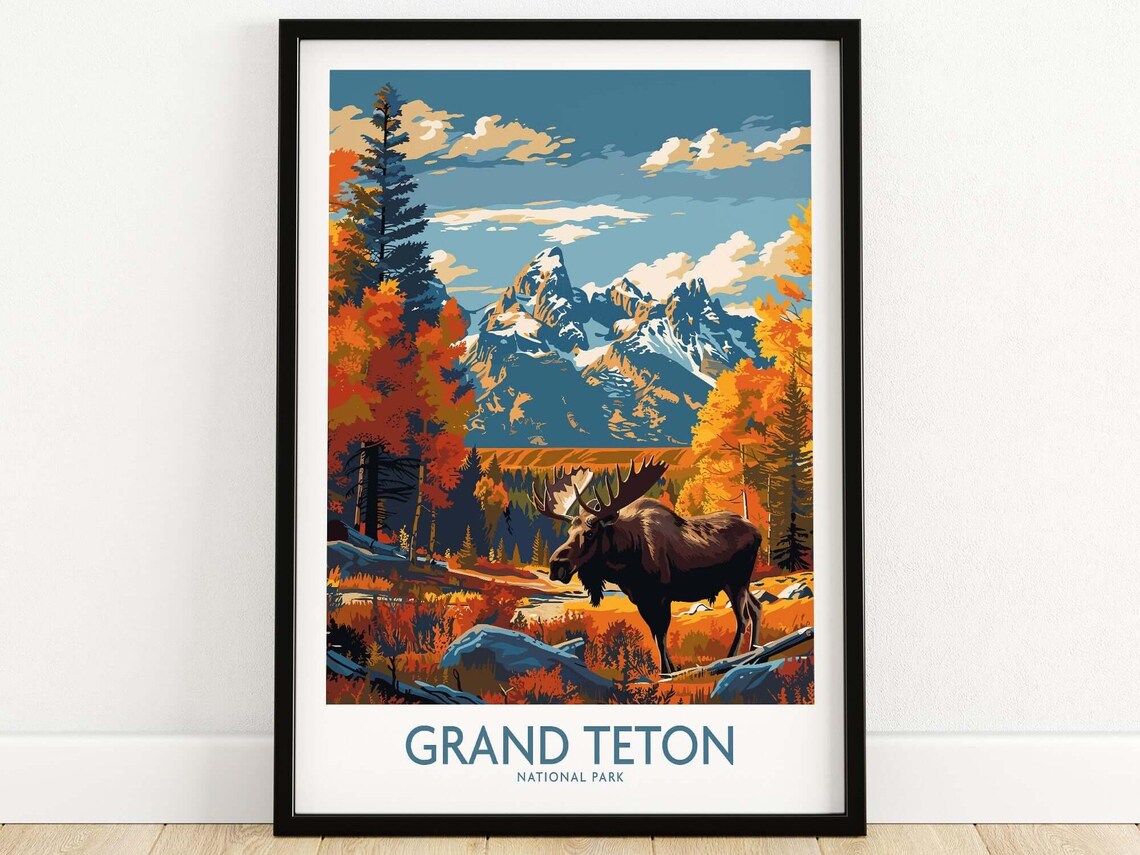 Grand Teton National Park Poster, Vibrant Nature Art Print