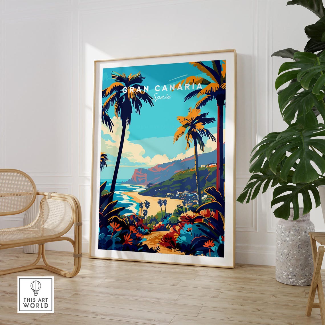 Gran Canaria Spain Canary Islands Tropical Beach Flowers Art Poster - Image 2