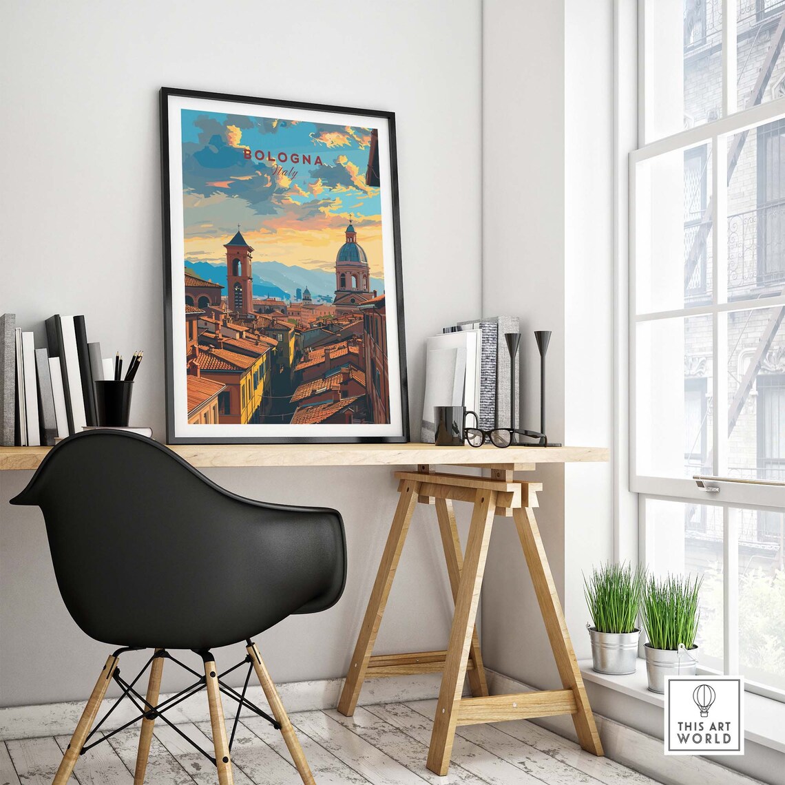 Bologna Italy Travel Sunset Rooftop Street Towers Skyline Poster - Image 4