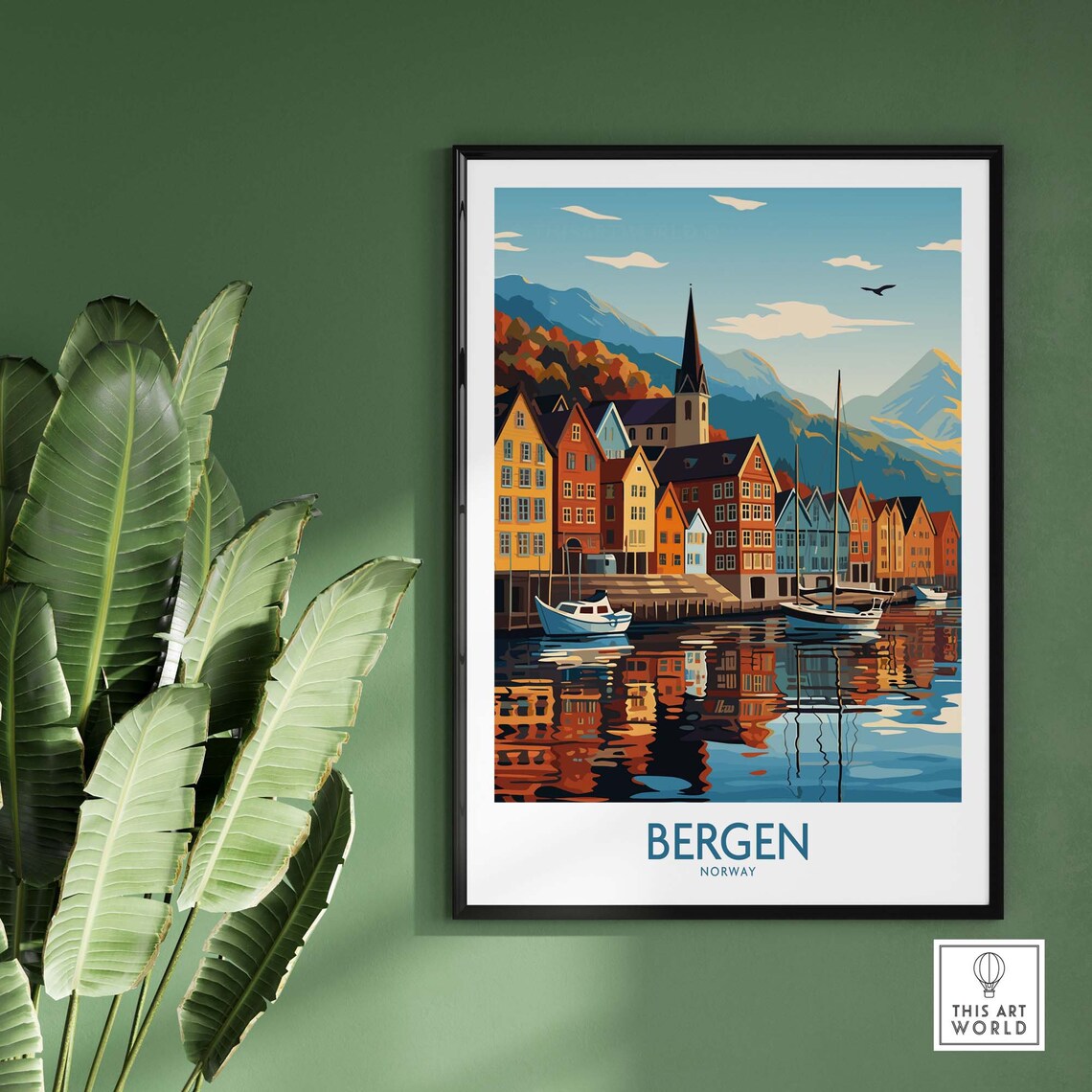 Bergen Norway Travel Poster, Europe Wall Art - Image 2