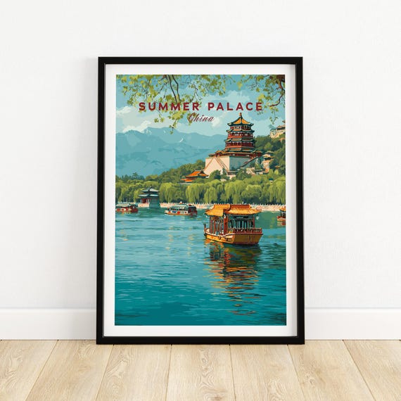 Summer Palace China Art Print Beijing Royal Park Wall Decor Gift Lovers Illustration