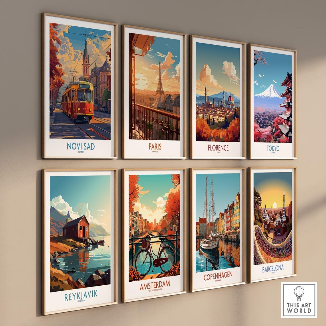 Novi Sad Serbia Classic Red Tram City Boulevard Sunset Poster - Image 3