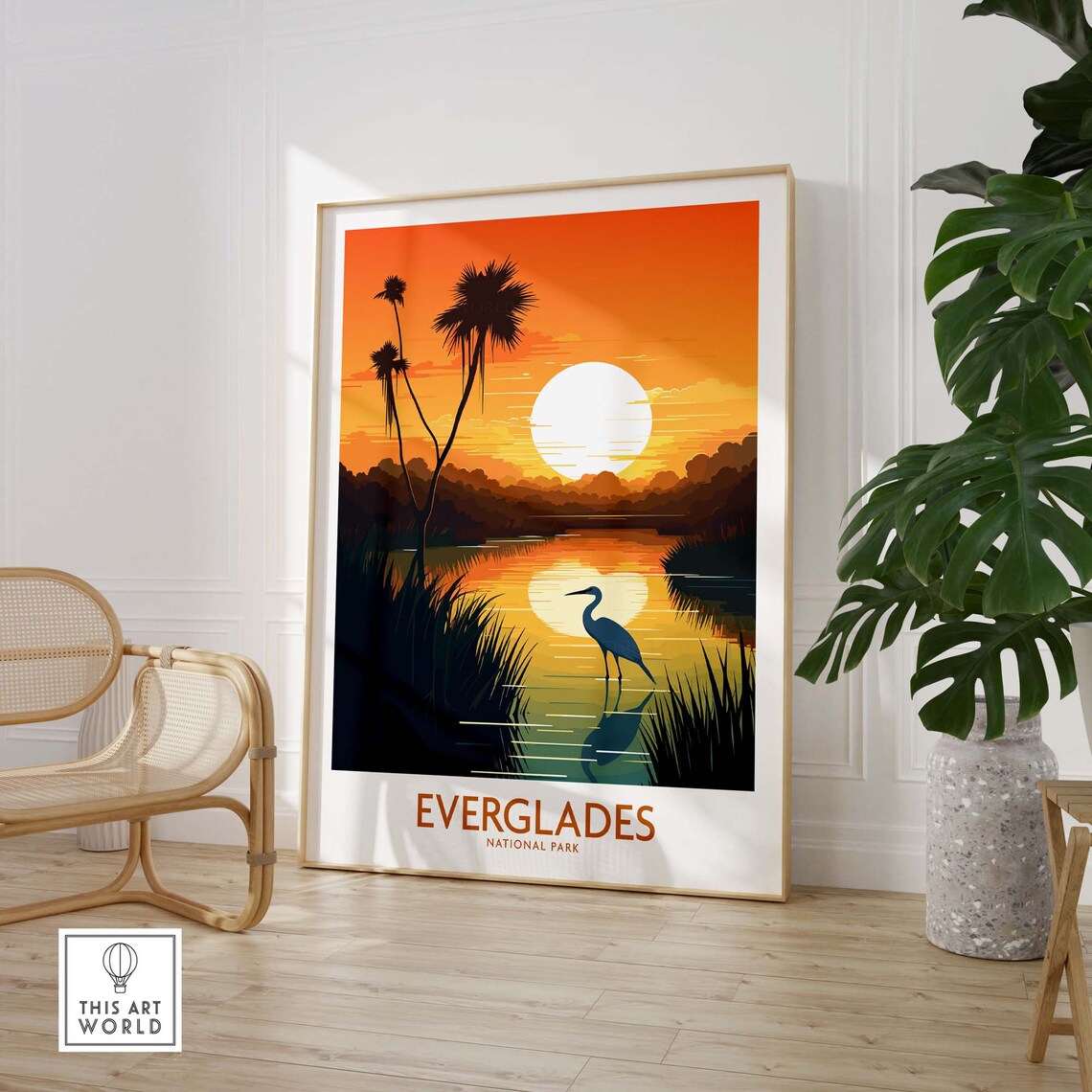 Everglades National Park Sunset Heron Wetlands Vintage Travel Poster - Image 3