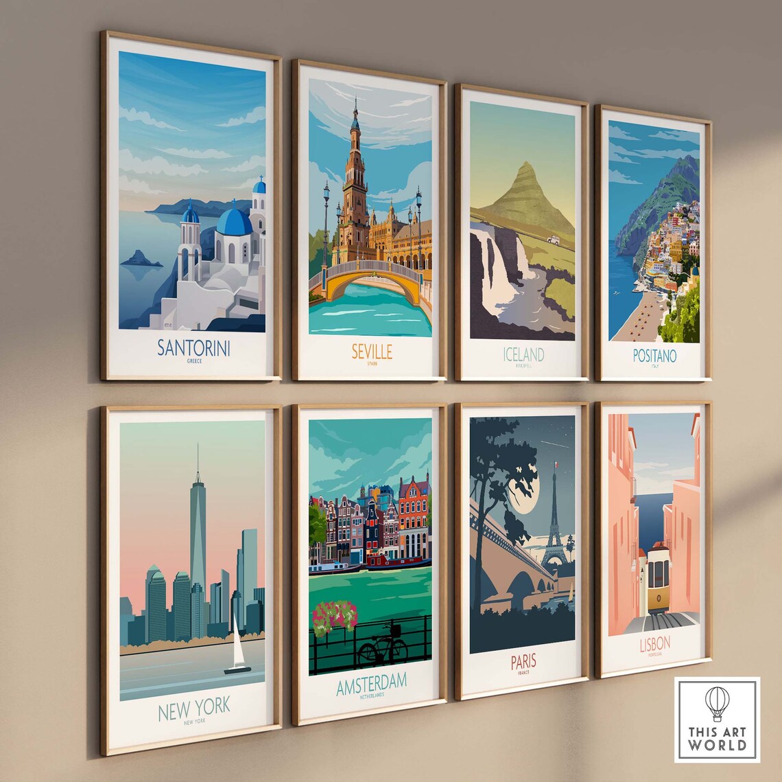 Santorini Travel Poster, Greece Island Wall Art - Image 3
