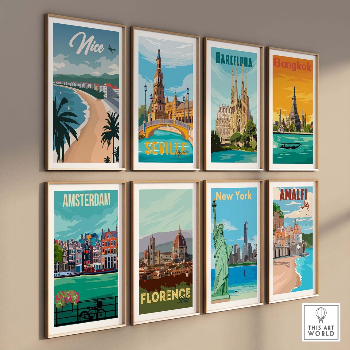 Nice France Skyline Poster, Retro Travel Art Print - Image 3