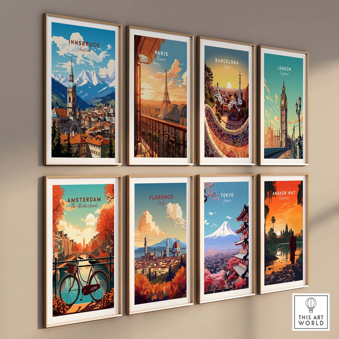 Innsbruck Austria Church Tower Snow Capped Alps Skyline Travel Poster - Image 3